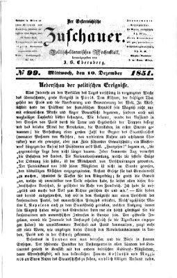 Österreichischer Zuschauer (Wiener Zuschauer) Mittwoch 10. Dezember 1851