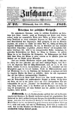 Österreichischer Zuschauer (Wiener Zuschauer) Mittwoch 17. März 1852