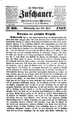 Österreichischer Zuschauer (Wiener Zuschauer) Mittwoch 28. Juli 1852