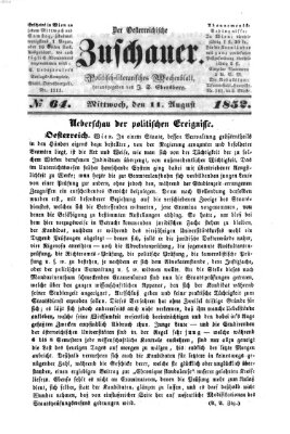 Österreichischer Zuschauer (Wiener Zuschauer) Mittwoch 11. August 1852