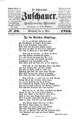 Österreichischer Zuschauer (Wiener Zuschauer) Mittwoch 2. März 1853