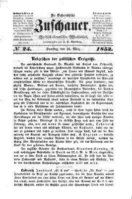 Österreichischer Zuschauer (Wiener Zuschauer) Samstag 26. März 1853