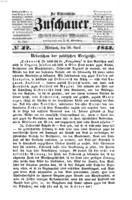 Österreichischer Zuschauer (Wiener Zuschauer) Mittwoch 20. April 1853