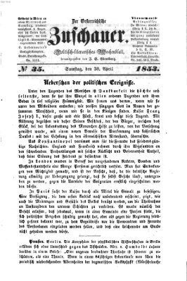 Österreichischer Zuschauer (Wiener Zuschauer) Samstag 30. April 1853