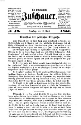 Österreichischer Zuschauer (Wiener Zuschauer) Samstag 18. Juni 1853