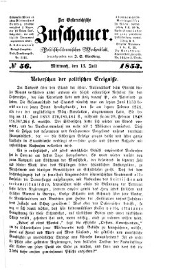 Österreichischer Zuschauer (Wiener Zuschauer) Mittwoch 13. Juli 1853