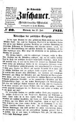 Österreichischer Zuschauer (Wiener Zuschauer) Mittwoch 27. Juli 1853