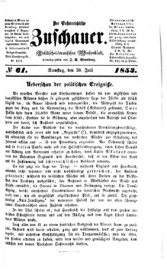 Österreichischer Zuschauer (Wiener Zuschauer) Samstag 30. Juli 1853