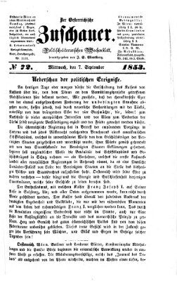 Österreichischer Zuschauer (Wiener Zuschauer) Mittwoch 7. September 1853