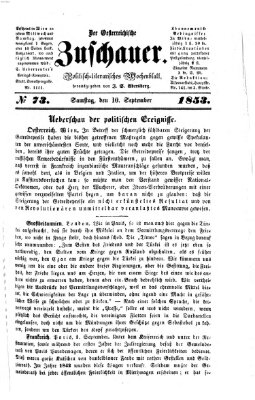 Österreichischer Zuschauer (Wiener Zuschauer) Samstag 10. September 1853