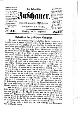 Österreichischer Zuschauer (Wiener Zuschauer) Samstag 24. September 1853