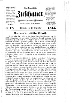 Österreichischer Zuschauer (Wiener Zuschauer) Mittwoch 28. September 1853