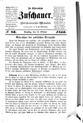 Österreichischer Zuschauer (Wiener Zuschauer) Samstag 15. Oktober 1853