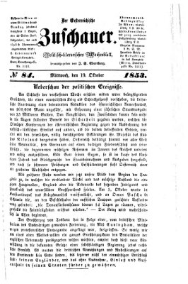 Österreichischer Zuschauer (Wiener Zuschauer) Mittwoch 19. Oktober 1853