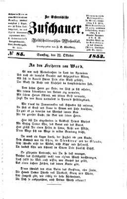 Österreichischer Zuschauer (Wiener Zuschauer) Samstag 22. Oktober 1853