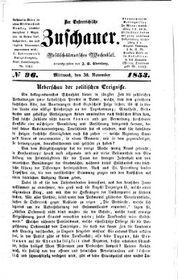 Österreichischer Zuschauer (Wiener Zuschauer) Mittwoch 30. November 1853