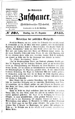 Österreichischer Zuschauer (Wiener Zuschauer) Samstag 17. Dezember 1853