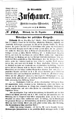 Österreichischer Zuschauer (Wiener Zuschauer) Mittwoch 28. Dezember 1853