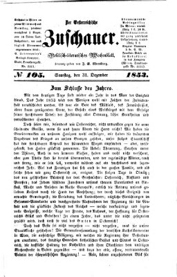 Österreichischer Zuschauer (Wiener Zuschauer) Samstag 31. Dezember 1853