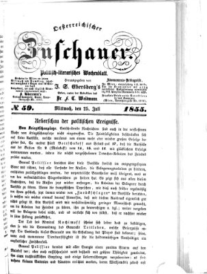 Österreichischer Zuschauer (Wiener Zuschauer) Mittwoch 25. Juli 1855