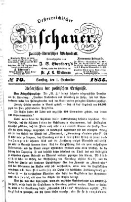 Österreichischer Zuschauer (Wiener Zuschauer) Samstag 1. September 1855