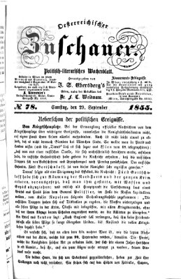 Österreichischer Zuschauer (Wiener Zuschauer) Samstag 29. September 1855