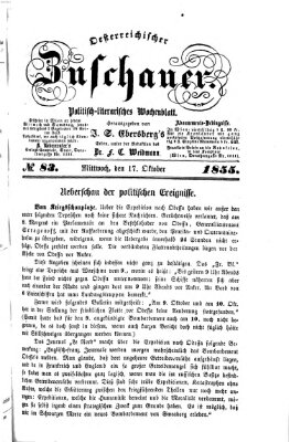 Österreichischer Zuschauer (Wiener Zuschauer) Mittwoch 17. Oktober 1855