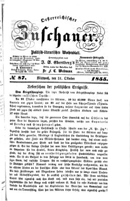 Österreichischer Zuschauer (Wiener Zuschauer) Mittwoch 31. Oktober 1855