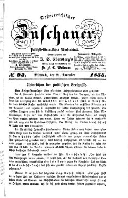 Österreichischer Zuschauer (Wiener Zuschauer) Mittwoch 21. November 1855