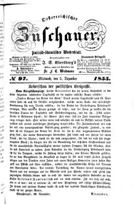 Österreichischer Zuschauer (Wiener Zuschauer) Mittwoch 5. Dezember 1855