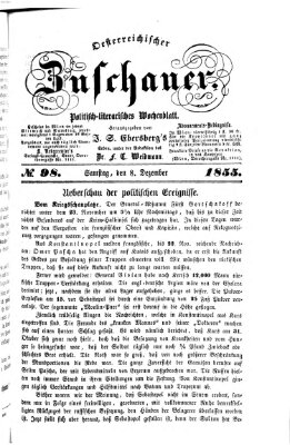 Österreichischer Zuschauer (Wiener Zuschauer) Samstag 8. Dezember 1855