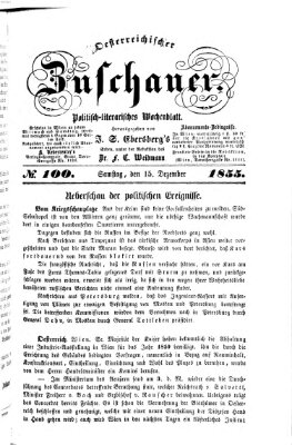 Österreichischer Zuschauer (Wiener Zuschauer) Samstag 15. Dezember 1855