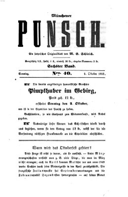 Münchener Punsch Sonntag 2. Oktober 1853