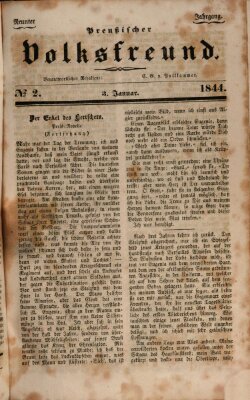 Preußischer Volksfreund Mittwoch 3. Januar 1844