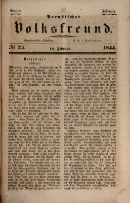 Preußischer Volksfreund Sonntag 18. Februar 1844