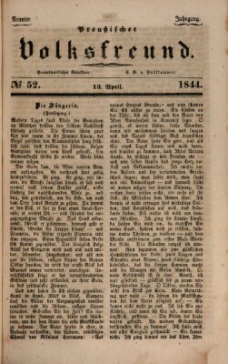 Preußischer Volksfreund Samstag 13. April 1844