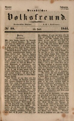 Preußischer Volksfreund Sonntag 14. Juli 1844