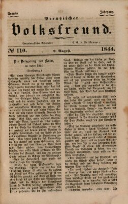 Preußischer Volksfreund Freitag 9. August 1844