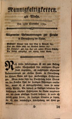 Mannigfaltigkeiten (Neueste Mannigfaltigkeiten) Samstag 23. September 1769