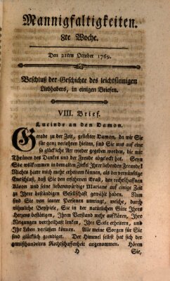 Mannigfaltigkeiten (Neueste Mannigfaltigkeiten) Samstag 21. Oktober 1769