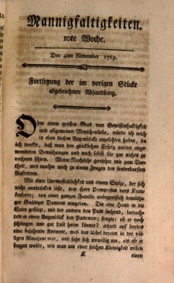 Mannigfaltigkeiten (Neueste Mannigfaltigkeiten) Samstag 4. November 1769