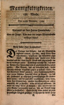 Mannigfaltigkeiten (Neueste Mannigfaltigkeiten) Samstag 25. November 1769