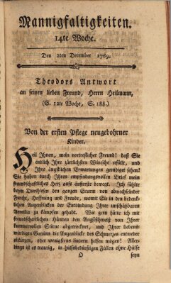 Mannigfaltigkeiten (Neueste Mannigfaltigkeiten) Samstag 2. Dezember 1769