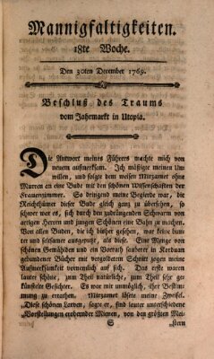 Mannigfaltigkeiten (Neueste Mannigfaltigkeiten) Samstag 30. Dezember 1769