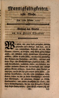 Mannigfaltigkeiten (Neueste Mannigfaltigkeiten) Samstag 17. Februar 1770