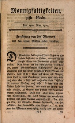 Mannigfaltigkeiten (Neueste Mannigfaltigkeiten) Samstag 19. Mai 1770