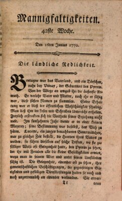 Mannigfaltigkeiten (Neueste Mannigfaltigkeiten) Samstag 16. Juni 1770