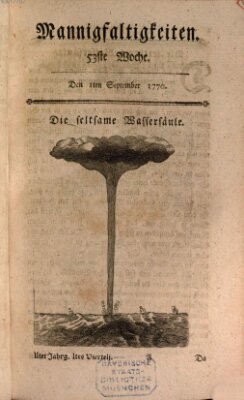 Mannigfaltigkeiten (Neueste Mannigfaltigkeiten) Samstag 1. September 1770