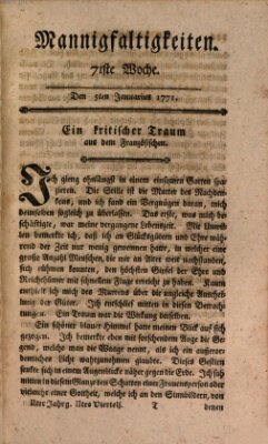 Mannigfaltigkeiten (Neueste Mannigfaltigkeiten) Samstag 5. Januar 1771