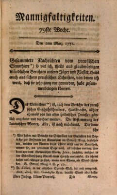 Mannigfaltigkeiten (Neueste Mannigfaltigkeiten) Samstag 2. März 1771